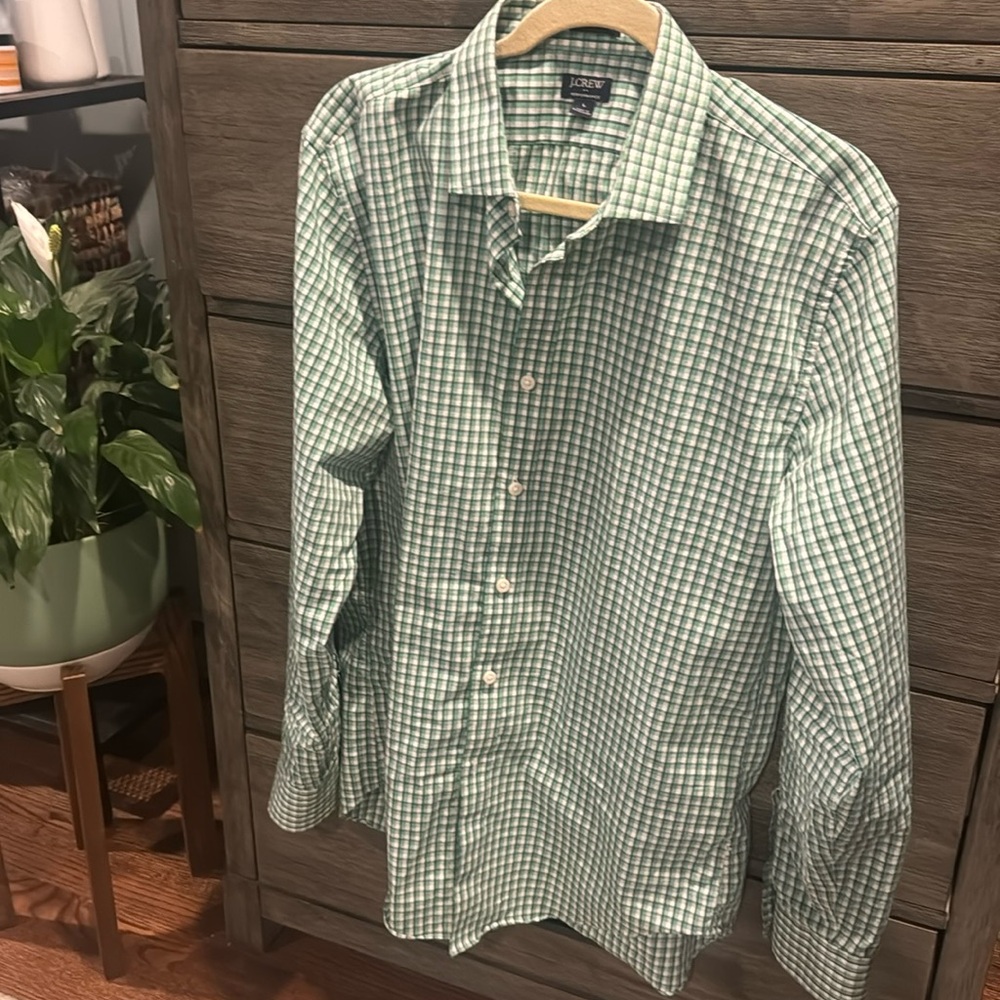 J Crew Slim Performance Large Button Up Shirt Gre… - image 1